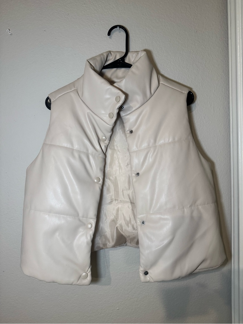 Almost Famous Ivory / Cream Quilted Puffer Vest with High Collar